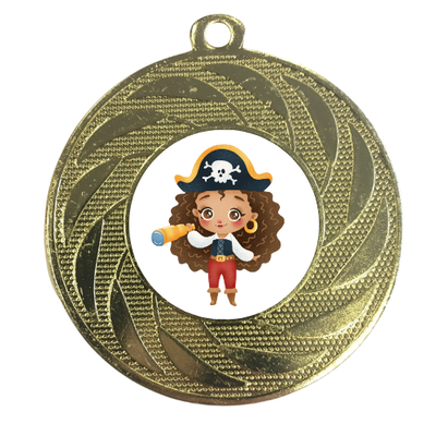Pirate Girl Medal 50mm Personalised Engraving Fancy Dress Children's Party Prize