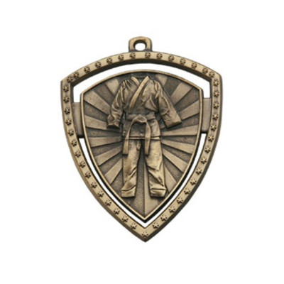 SHIELD MARTIAL ARTS MEDAL 60MM GOLD