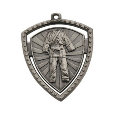 SHIELD MARTIAL ARTS MEDAL 60MM SILVER