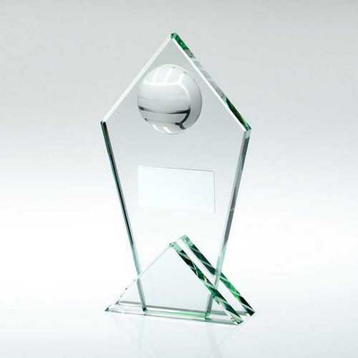 Gaelic Football Award Jade Glass Pointed Plaque