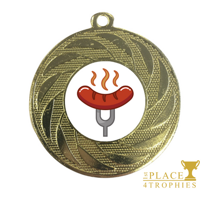 Sausage BBQ Chef Cooking Medal Award Personalised Engraving 