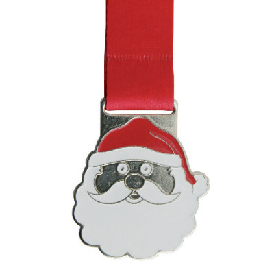 Christmas Santa Medal Silver Santa Dash Fun Run 5k 10k Walk
