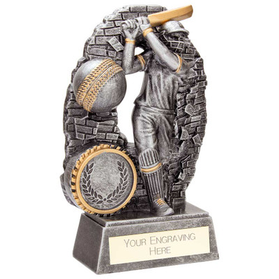 Cricket Award Blast Out Resin Male Trophy Free Engraving at 1st Place 4 Trophies