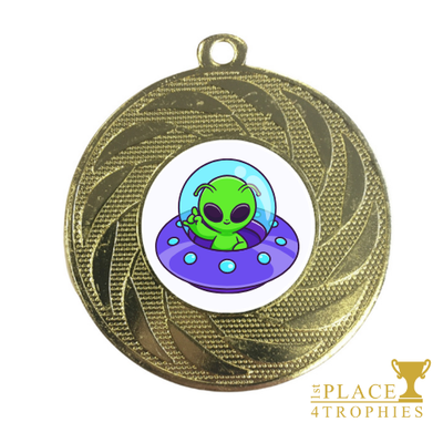 Alien Spaceship Medal Award Children's Party Prize School Reward
