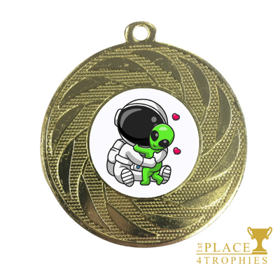 Alien Cuddling Astronaut Medal Award Love Friendship Space Party Prize