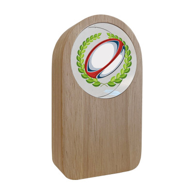 Rugby Award Wood & Glass 13cm Free personalised engraving at 1st Place 4 Trophies