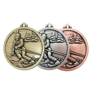 Skiing Brass Medal Award High Relief Ski Prizes at 1st Place 4 Trophies