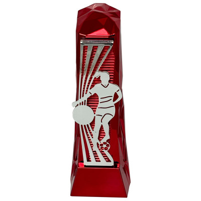 Girls' Football Henge Silver/Red Trophy Free Personalised Engraving