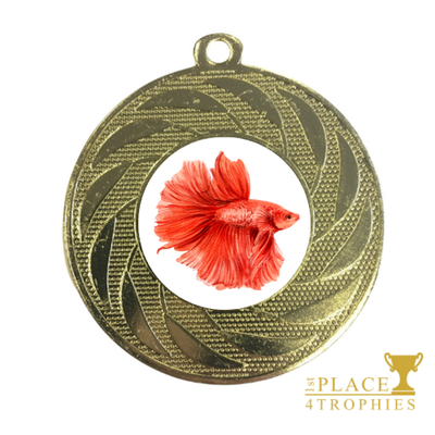 Red Fish Medal Award Finspan Game Prize Siamese Fighting Fish