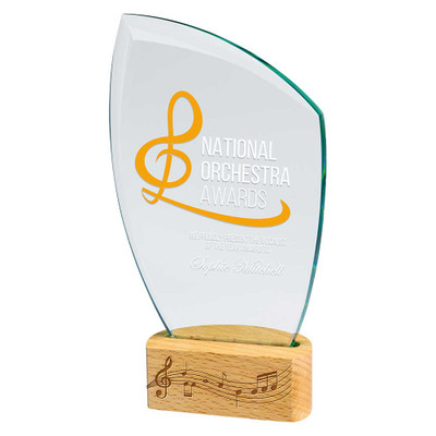 Pulse Glass Personalised Award 180mm Music School Instruments Orchestra Choir Achievement