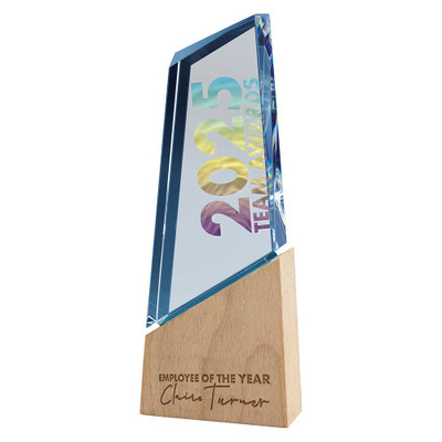 Mountain Peak Glass Award Clear & Beechwood 220mm (35mm Width)