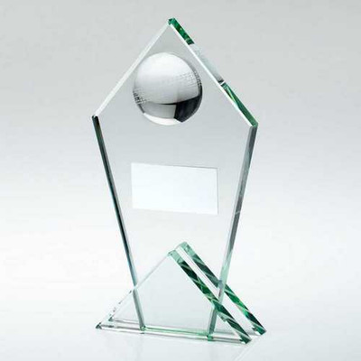 Cricket Award Jade Glass Pointed Plaque Personalised Engraving