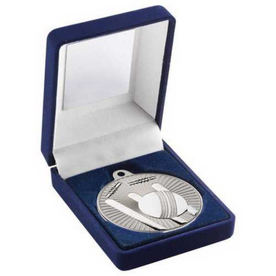 Silver Cricket Medal 50mm With Presentation Box