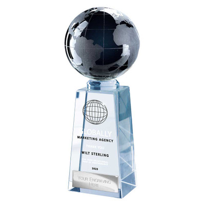 Cataclysm Globe Award Black & Clear 145mm Geography Trophy