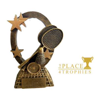 Badminton Rackets Trophy Resin Oval 7"