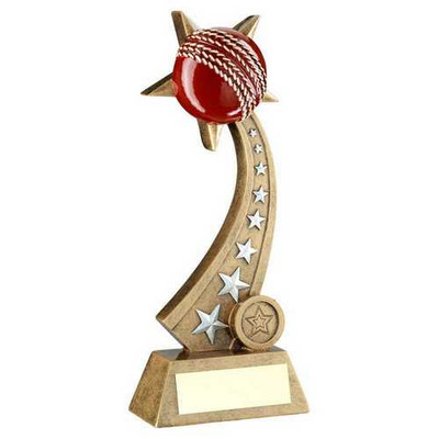 Red Cricket Ball On Star Trail 10" Award Personalised Engraving