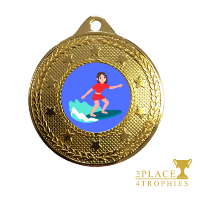Surfer Medal Award Metal Medal With Personalised Engraving