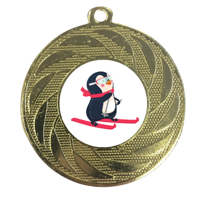 Children's Skiing Medal Penguin Ski Award Prize Personalised Engraving