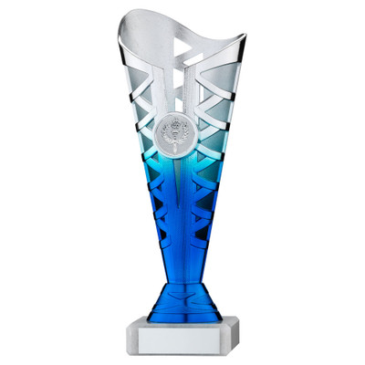 Silver & Blue Trophy Titan Award 8.75" Free Personalised Engraving