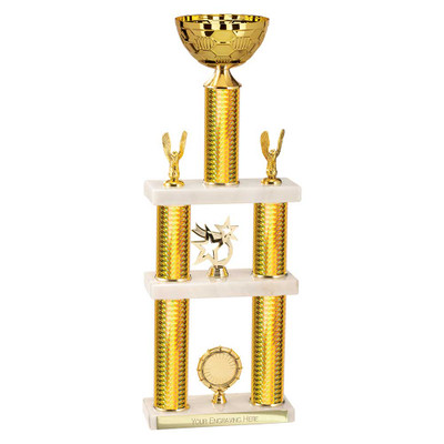 Starlight Champion 3 Tier Gold Column Tower Trophy Cup