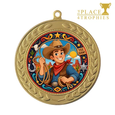 Large Cowboy Medal 70mm Fancy Dress Stag Party Prize 