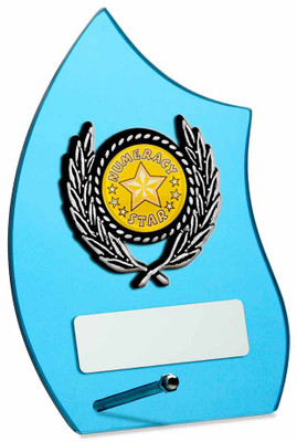 Beautiful blue glass modern any sport award squash, tennis, badminton 