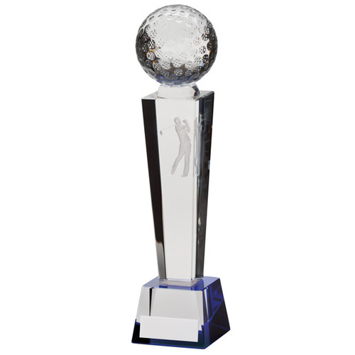 Legend crystal golf trophy award with 3D laser figure and golf ball