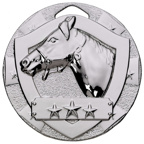 50mm Silver Embossed Equestrian Horse head medal with FREE Engraving!