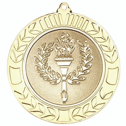 70mm Gold Wreath Flame & Torch Medal Award