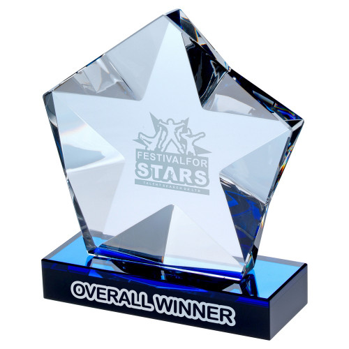 Elite blue glass star shard award available in 3 sizes