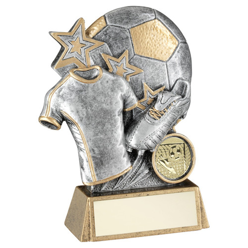 Football Shirt, Stars, Boot & Ball Trophy in Silver & Gold