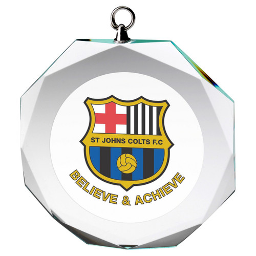 Custom Glass Football Club Octagon Medal 70mm 