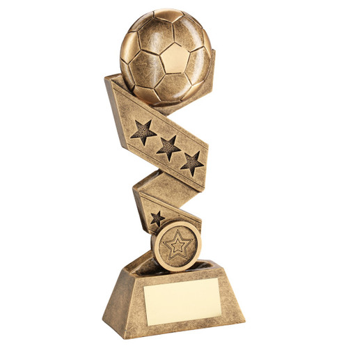 Football on Zig Zag Star Ribbon Bronze Gold Award