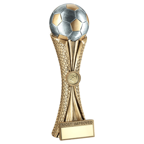 Most Improved Player Football Tri-Mesh Column 12 Inch Trophy With Custom Logo