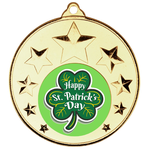 Happy St Patrick's Day Gold Irish Medal 50mm 