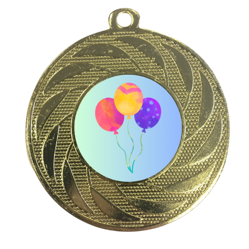Birthday Balloons Medal 50mm Party Bag Prize