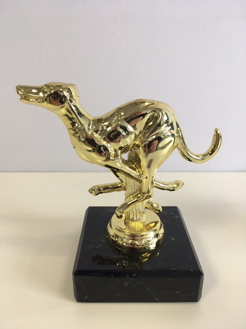 Dog Agility Greyhound Racing Golden Running Dog Marble Base Award 4"