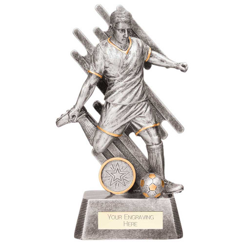 Focus Silver Football Figure Award With Gold Detailing