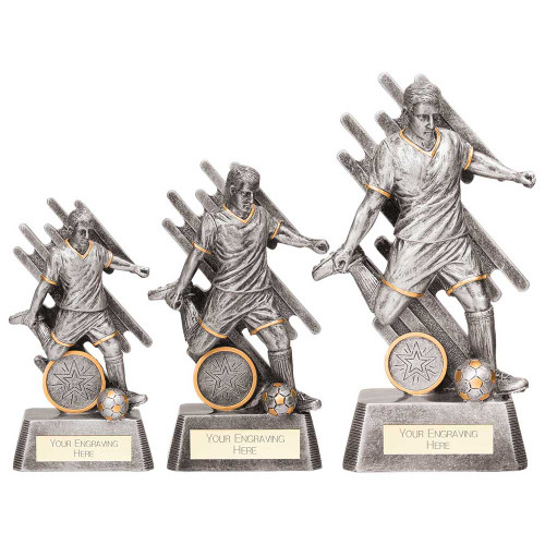 Focus Silver Football Figure Award With Gold Detailing in 3 Sizes