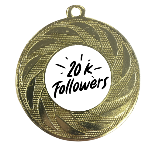 20k Followers Social Media Premium Medal 50mm Instagram TikTok Facebook X 