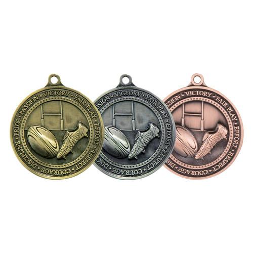 Rugby Medals Olympia Rugby Die-Cast Thick Metal Medal 60mm in 3 Colours