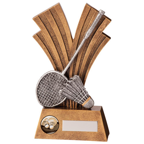 Badminton Trophy Award Prize With Custom Club Logo & Personalised Engraving