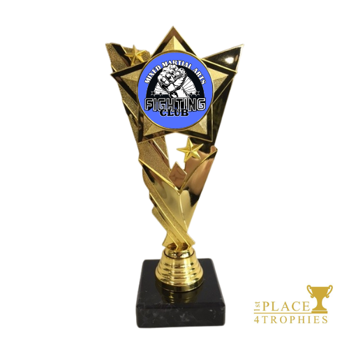 Custom Gold Star 8" Trophy 50mm Logo