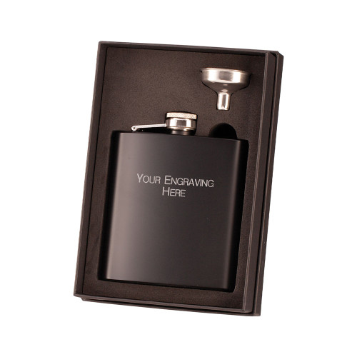 Personalised Black Hip Flask 6oz With Funnel Gift Father's Day Dad's Birthday Brother Uncle Grandad Grandpa Godfather Groom Best Man Present For Men 