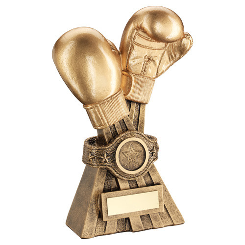 Gold Boxing Gloves With Belt Trophy 6" Award