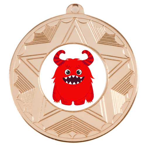 Red Monster Medal Award 50mm Birthday Party Prize School Award