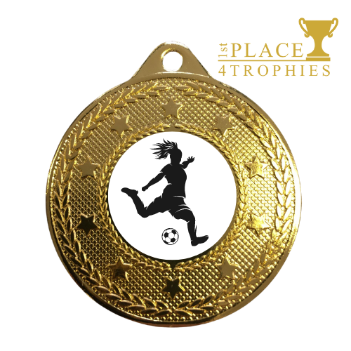 Female Football Medal Award 50mm Free Personalised Engraving Ladies' Team Prize