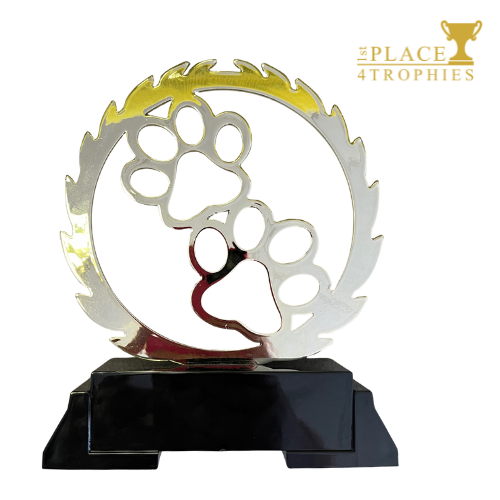 Gold Paws Pet Show Award 7.25" Free Personalised Engraving Dog Show Cat Show Agility Trophy
