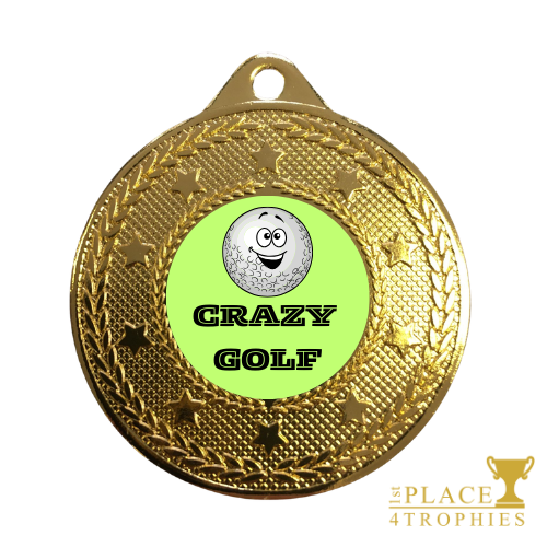 Crazy Golf Medal Award Gold Prize Winner Family Holiday 