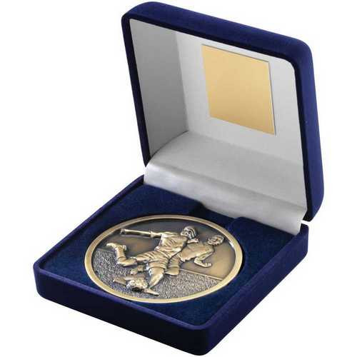 Boxed Gold Football Medallion 70mm